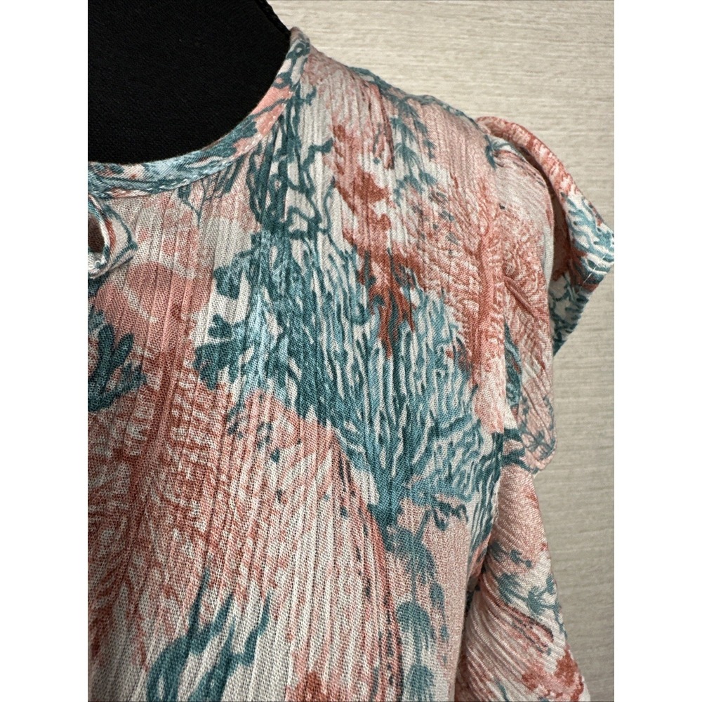 Stitch By Chenault Coral Print Midi Dress NWT Medium Boho Beach Resort Vacation - Picture 4 of 15